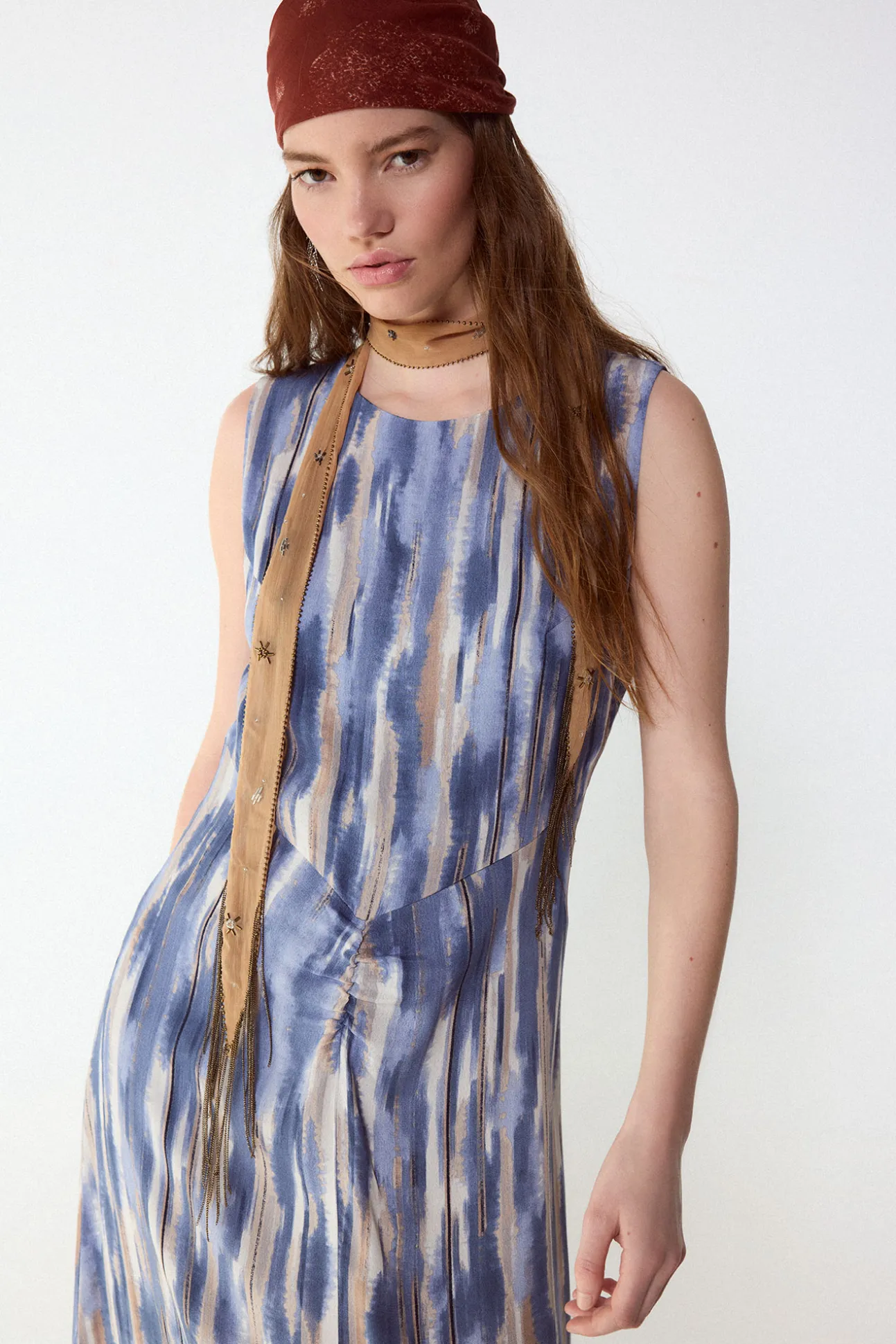 Vestido estampado frunce