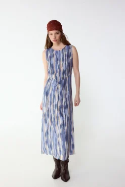 Vestido estampado frunce