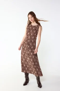 Vestido estampado frunce