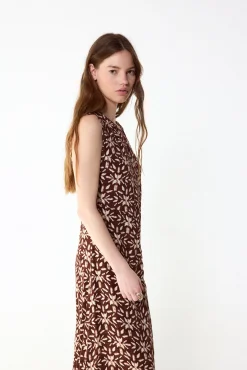 Vestido estampado frunce