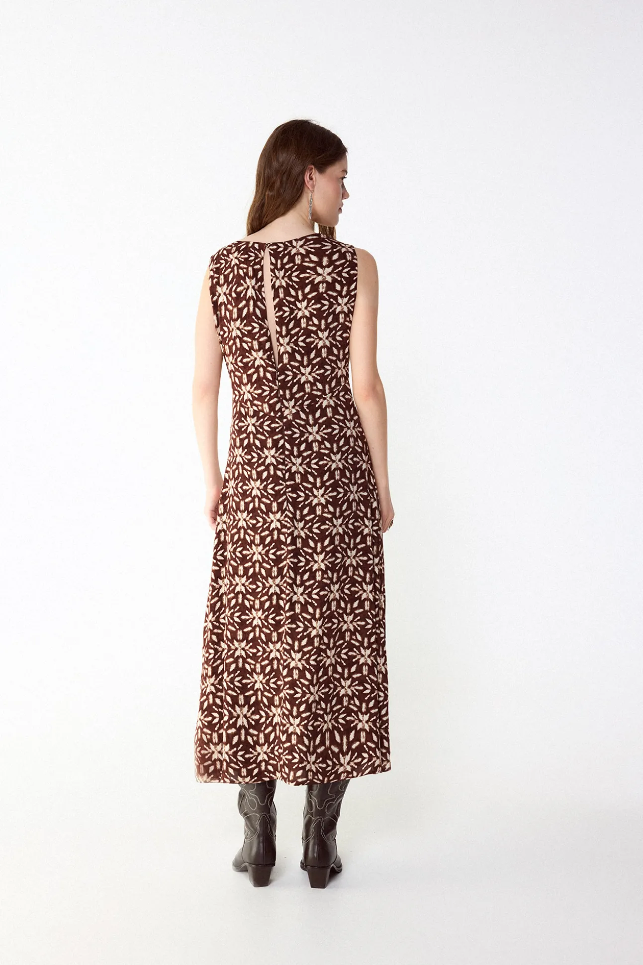 Vestido estampado frunce
