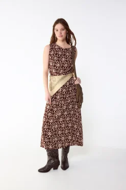 Vestido estampado frunce