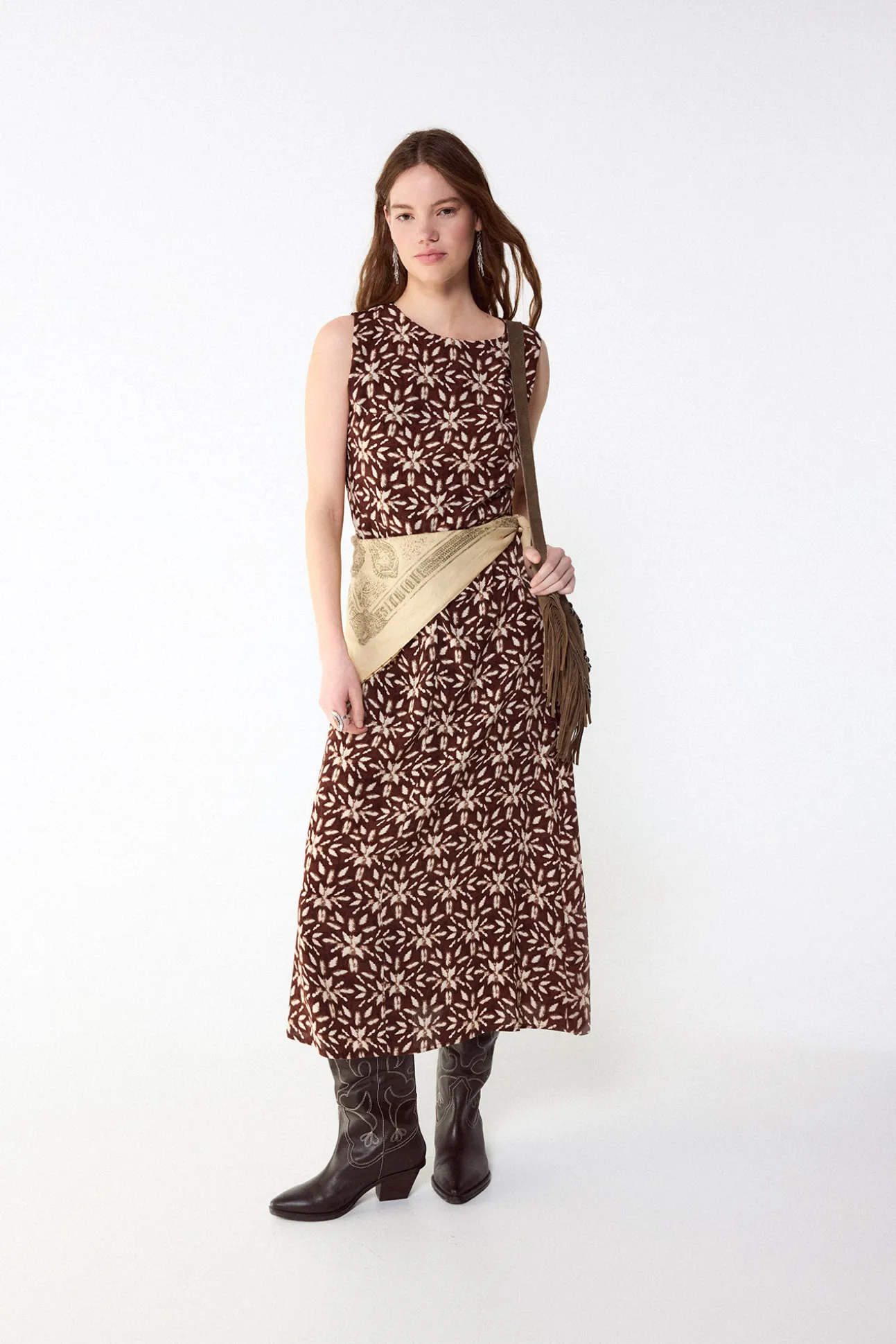 Vestido estampado frunce