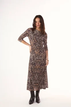 Vestido estampado frunce