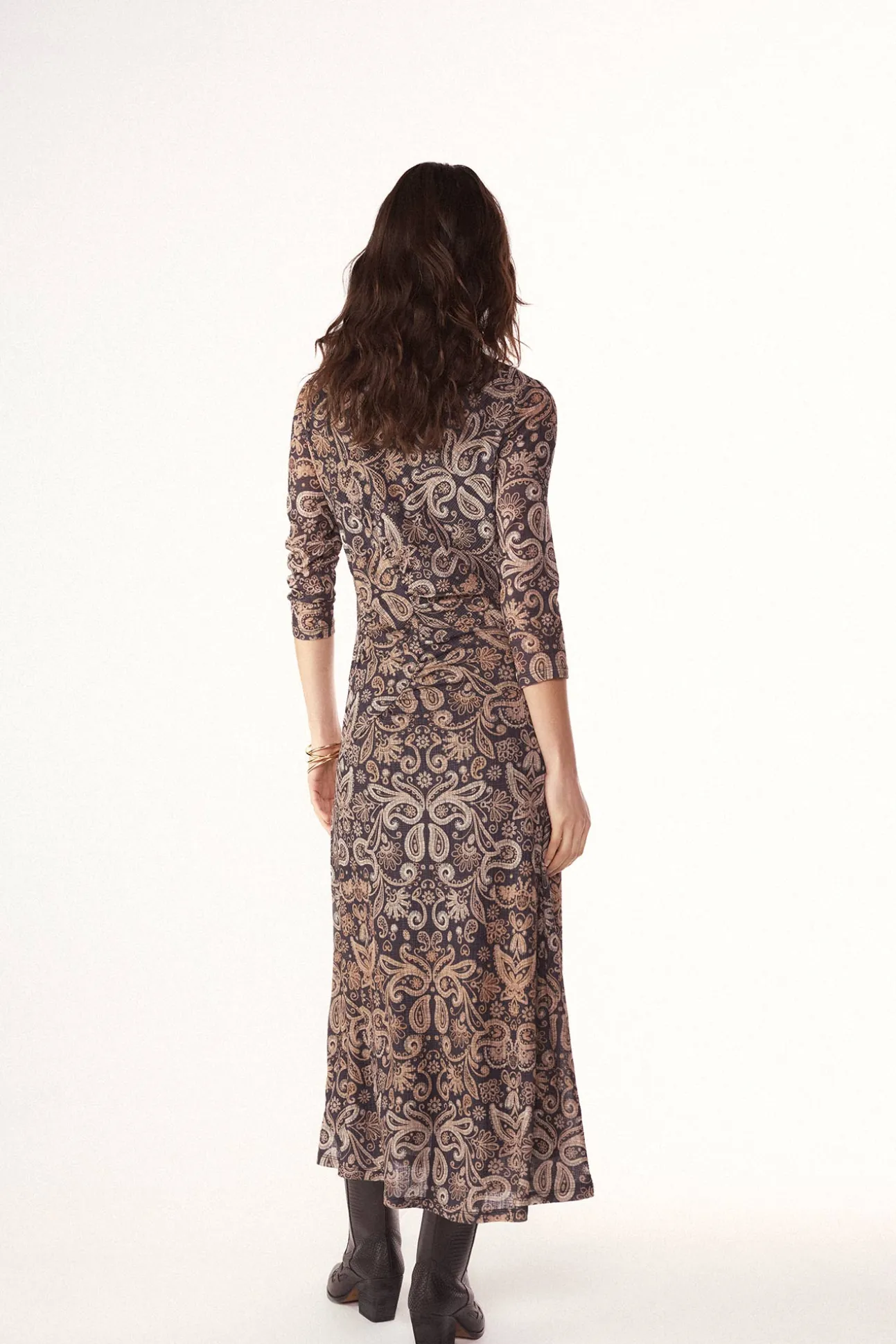 Vestido estampado frunce