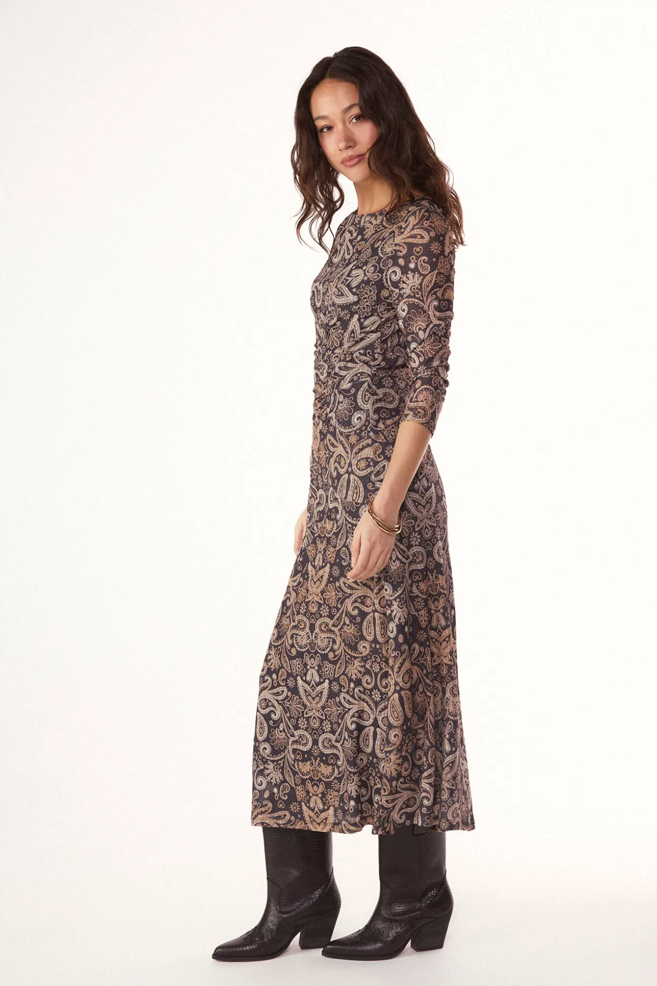 Vestido estampado frunce