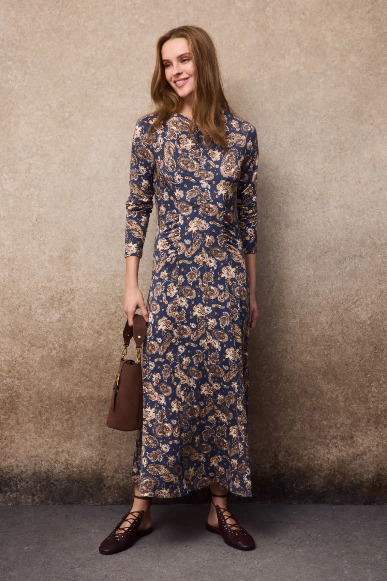 Vestido estampado frunces