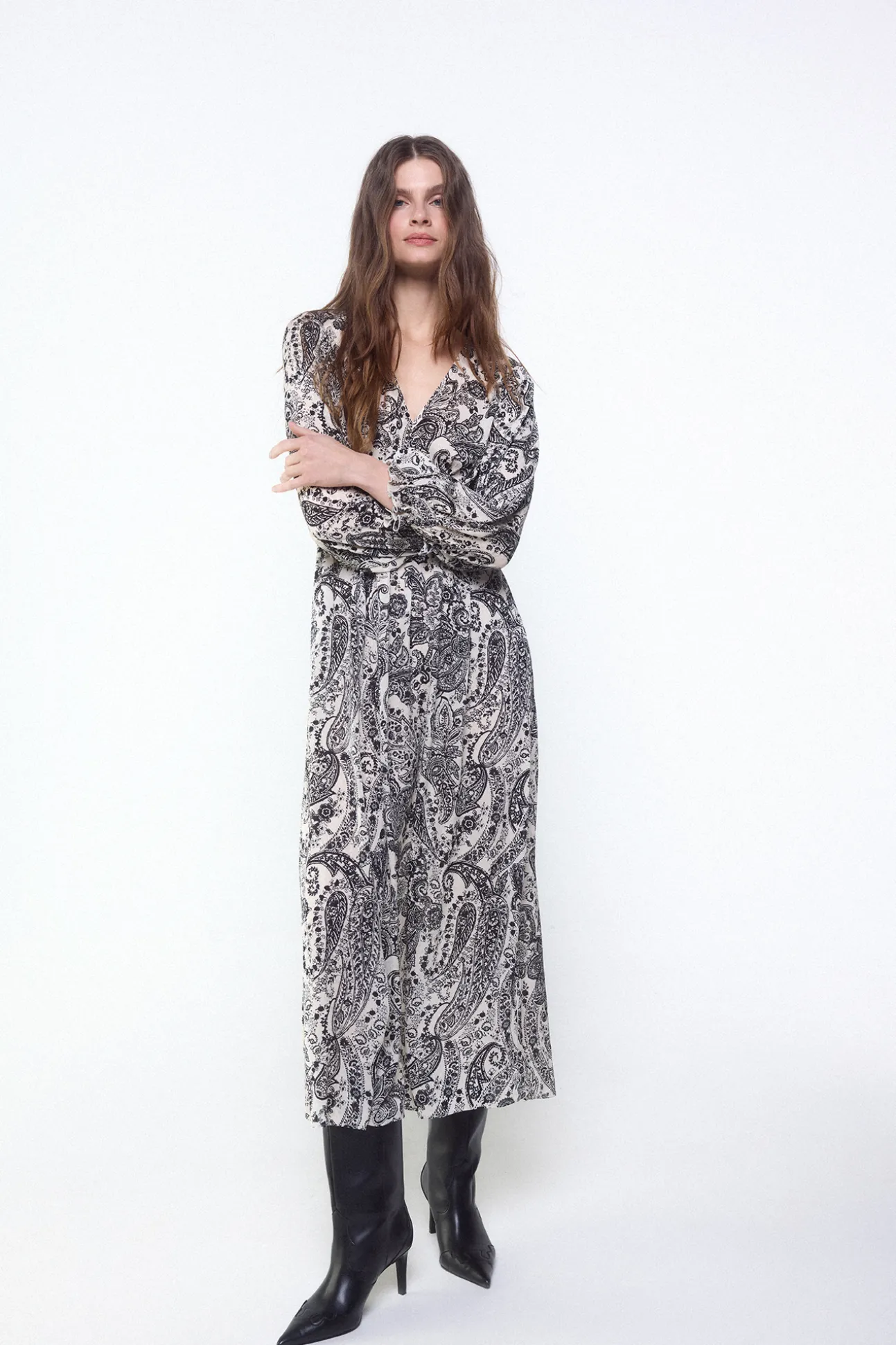 Vestido fluido jacquard