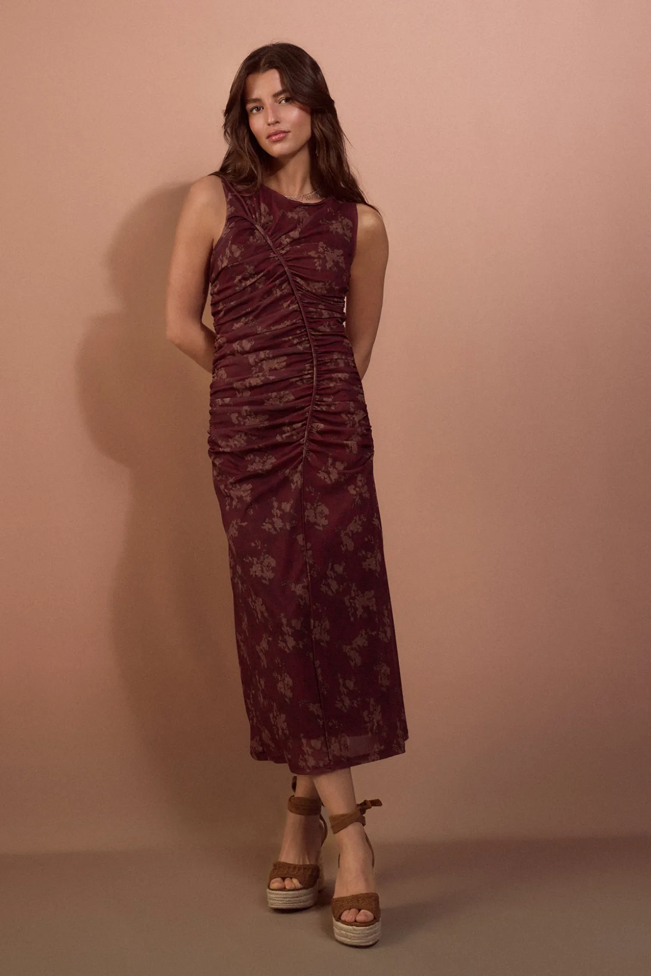 Vestido frunces estampado
