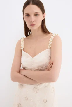 Vestido largo algodón con bordados