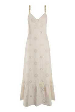 Vestido largo algodón con bordados