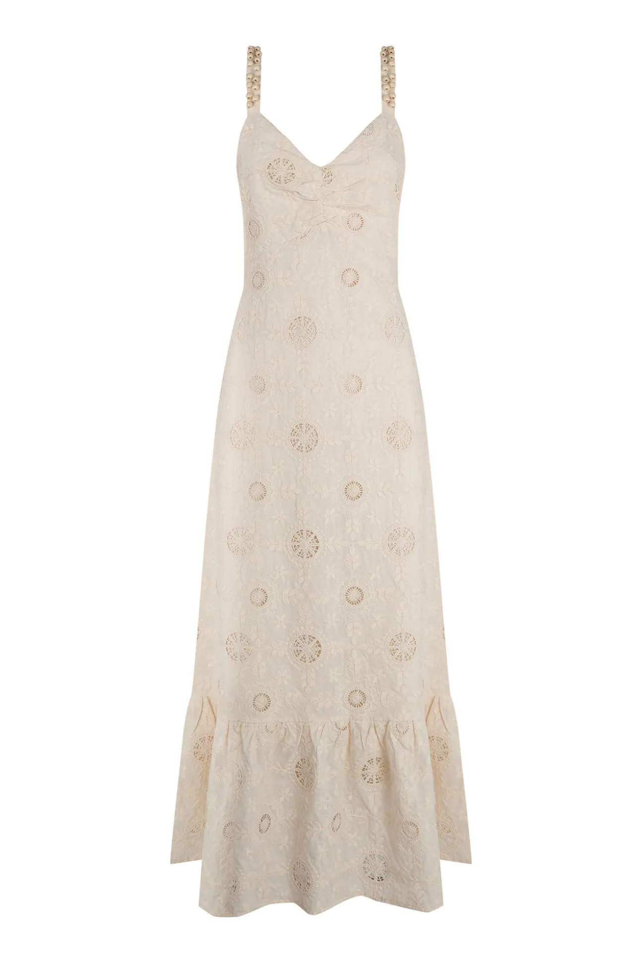 Vestido largo algodón con bordados
