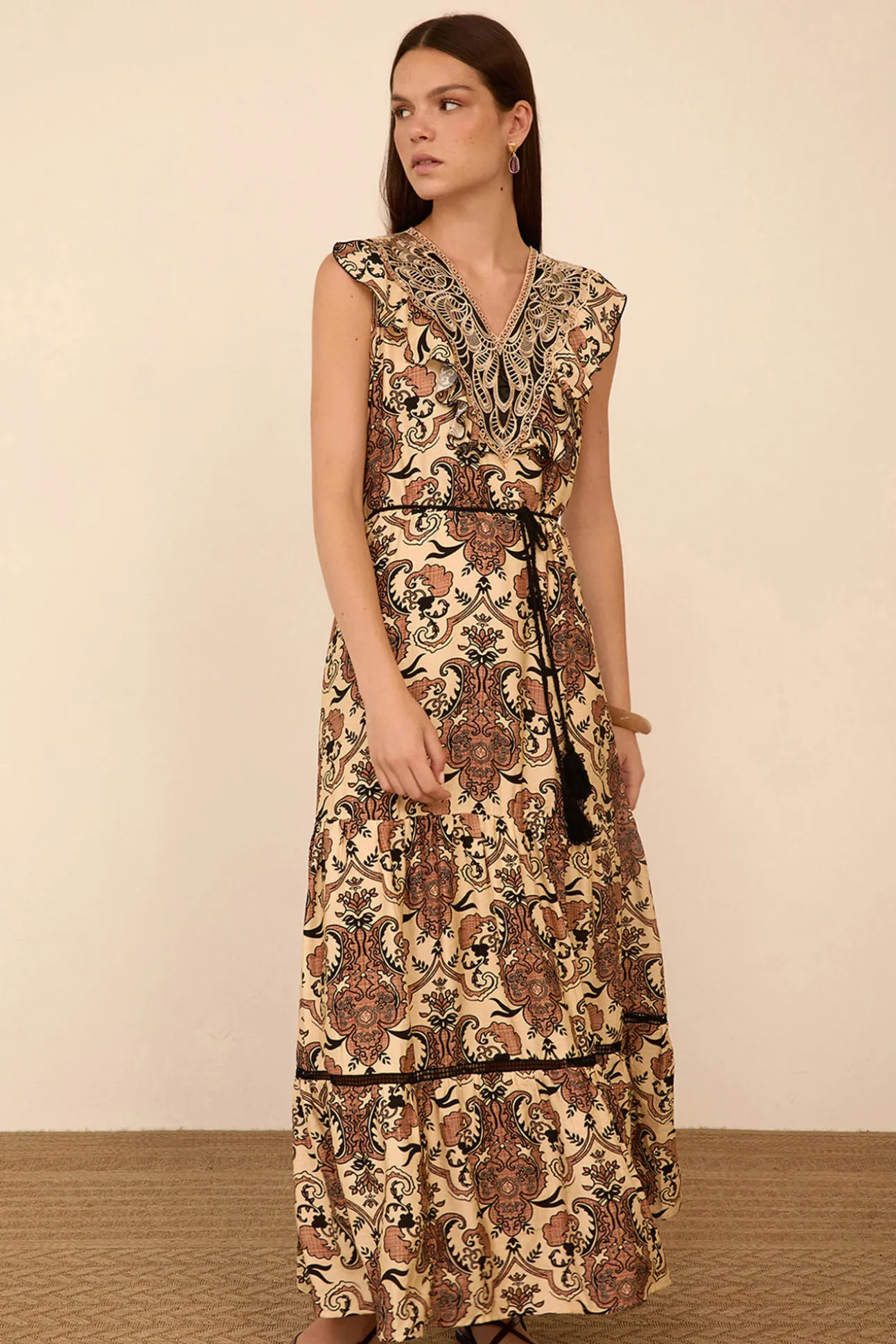 Vestido largo estampado pasley