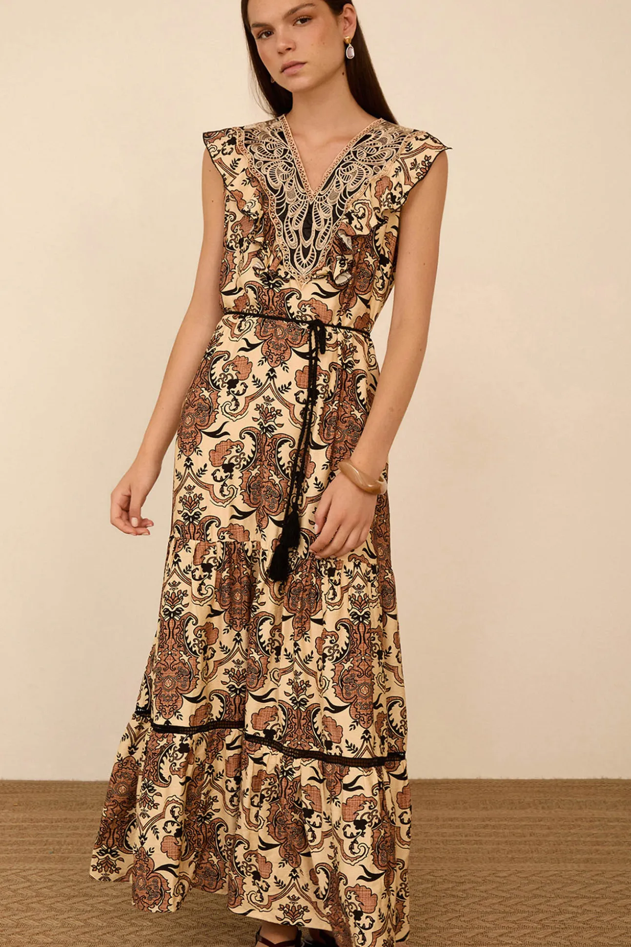 Vestido largo estampado pasley