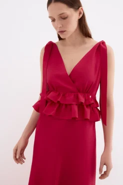 Vestido largo lino detalle lazos