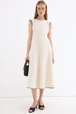 Vestido largo midi cortes