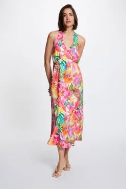 Vestido largo print flores