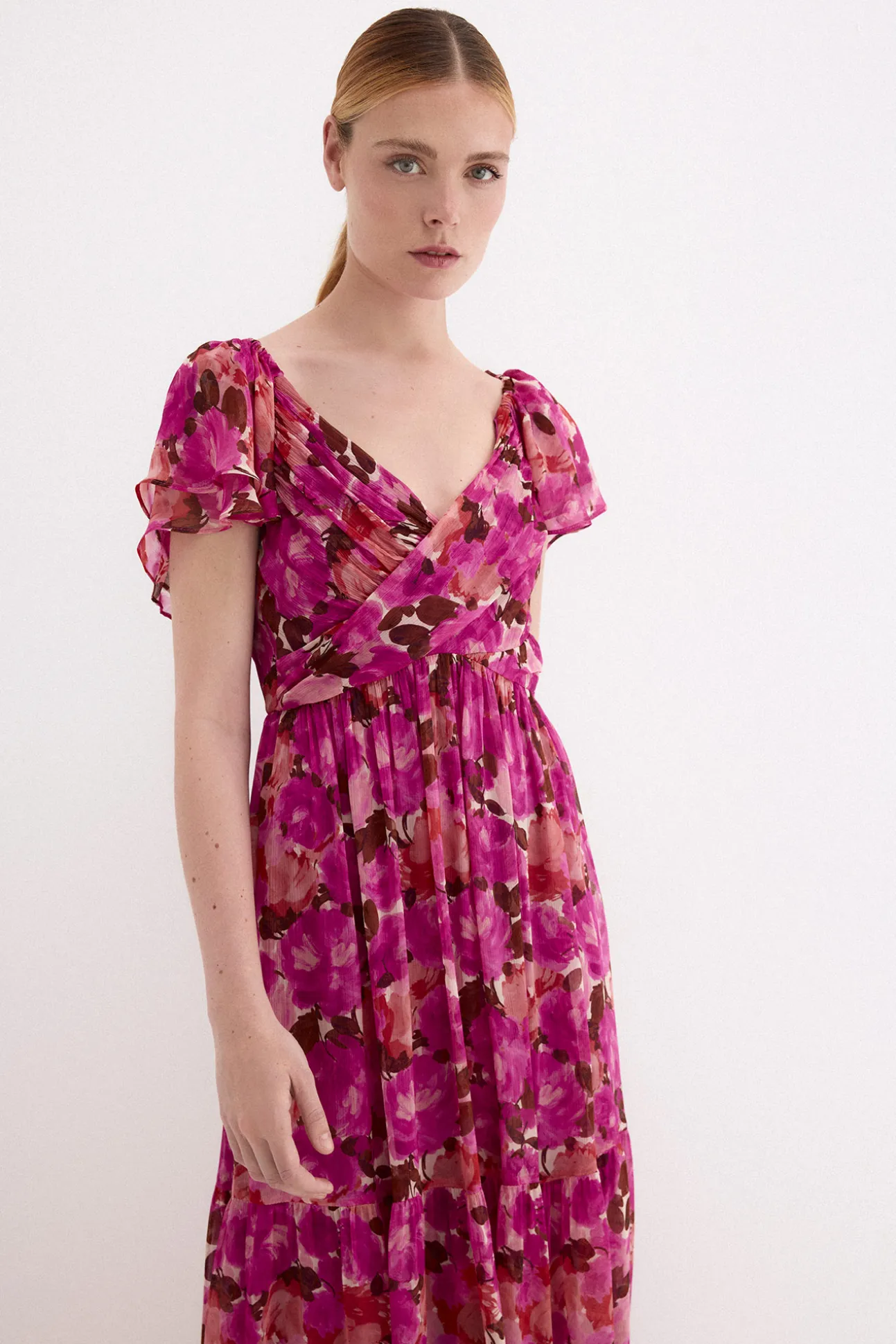 Vestido largo romántico estampado floral