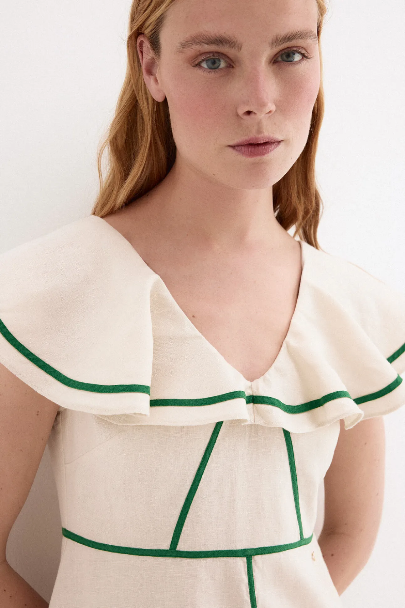 Vestido lino detalle contrastes