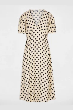 Vestido midi con mangas abullonadas