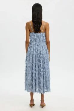 Vestido midi con tejido flecos