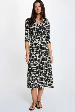 Vestido midi cuello de solapa