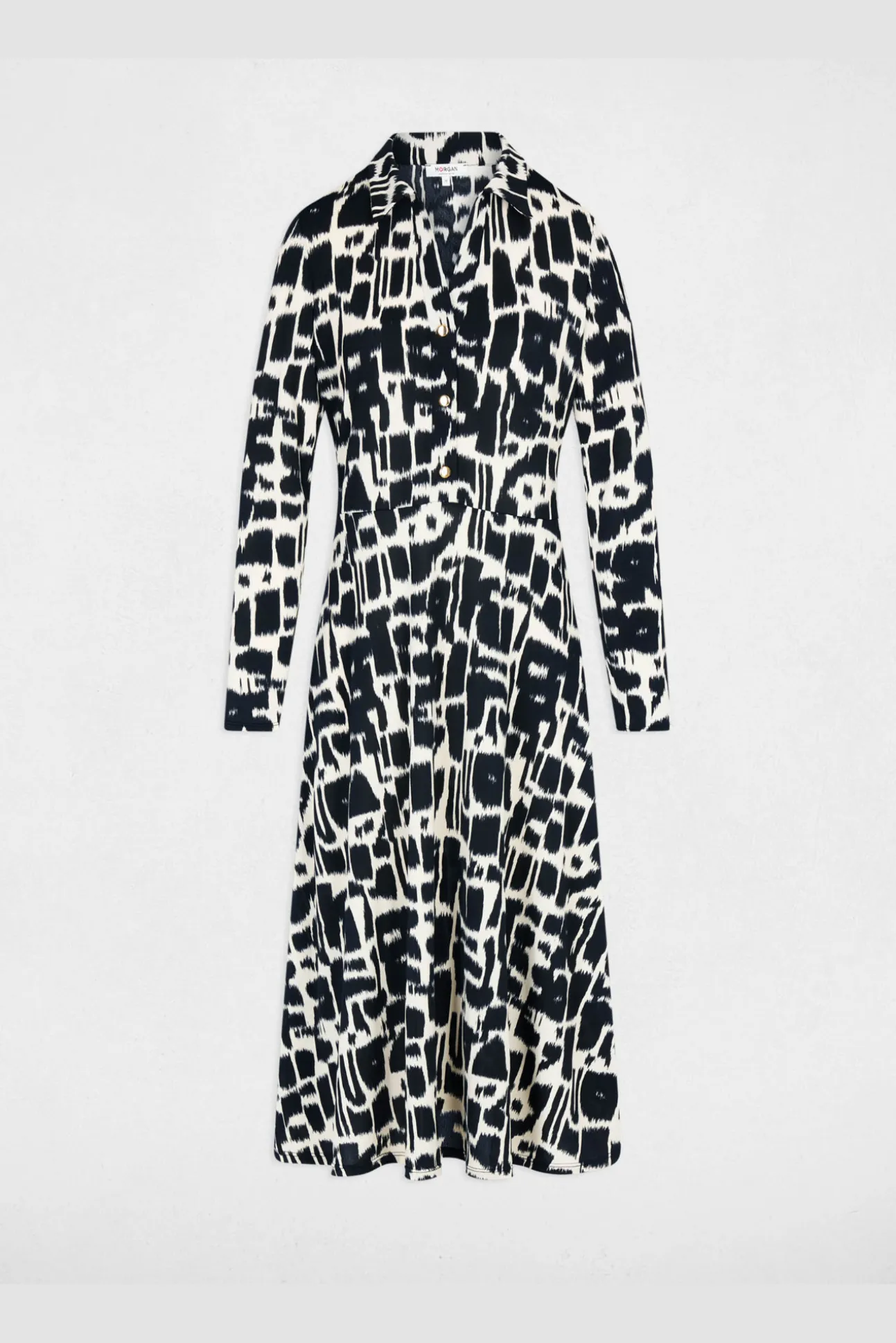 Vestido midi cuello de solapa