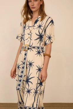 Vestido midi estampado palmeras