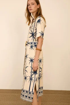 Vestido midi estampado palmeras