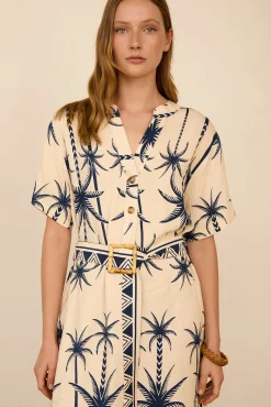 Vestido midi estampado palmeras