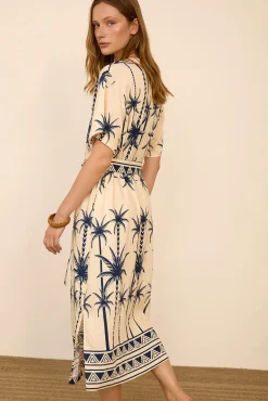 Vestido midi estampado palmeras