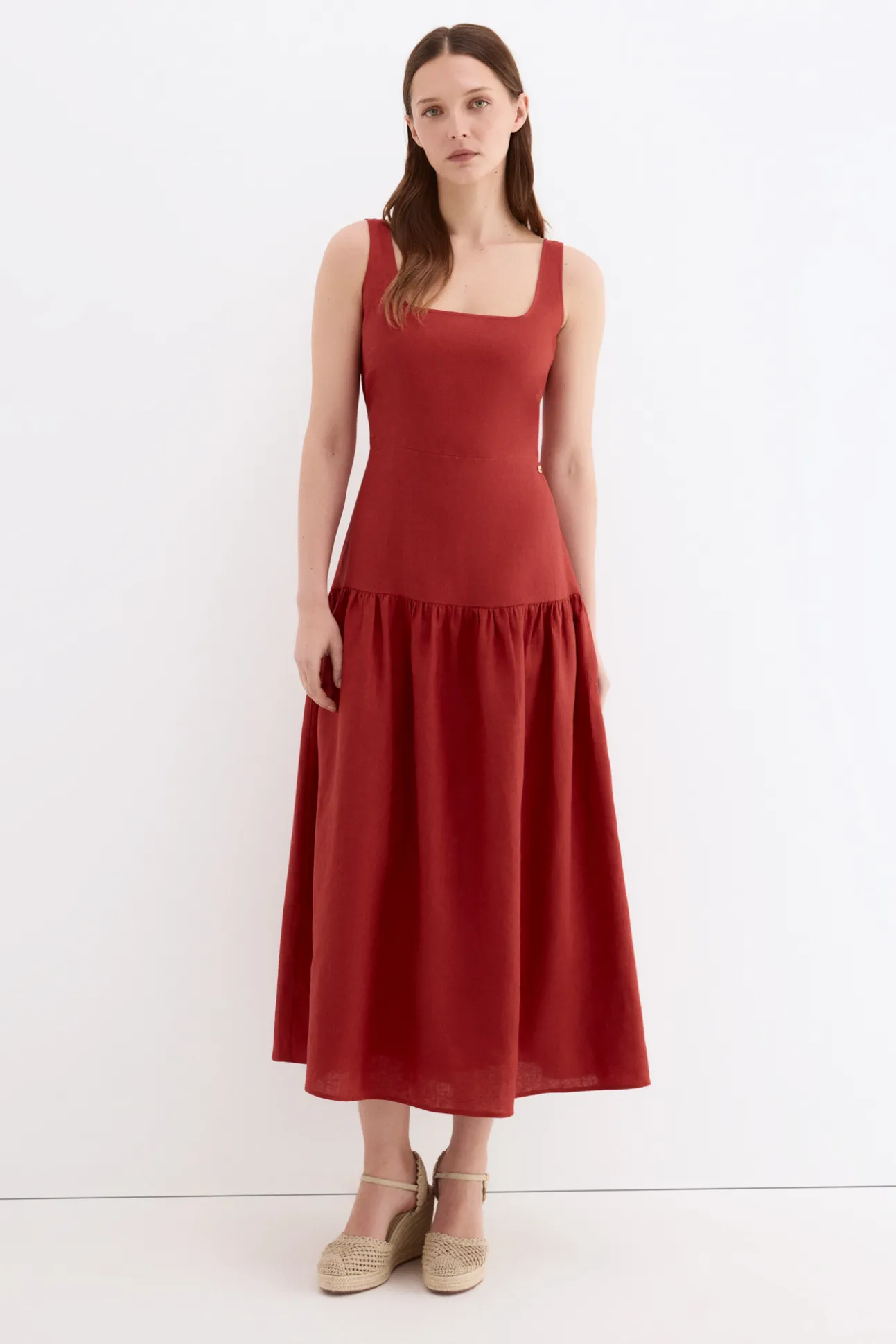 Vestido midi lino