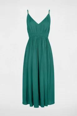 Vestido midi recto plisado