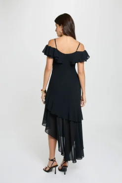 Vestido midi recto volantes