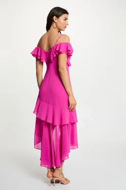 Vestido midi recto volantes