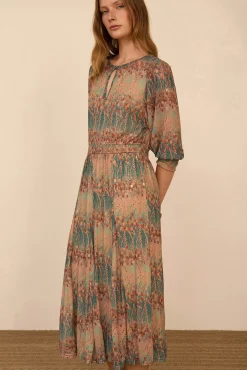 Vestido midi tul estampado