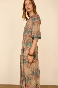 Vestido midi tul estampado