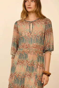 Vestido midi tul estampado