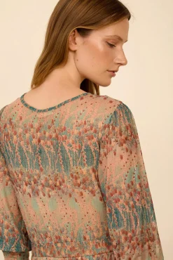 Vestido midi tul estampado