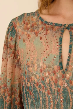 Vestido midi tul estampado