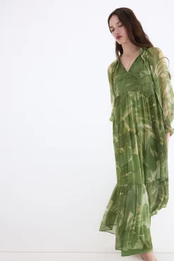 Vestido romántico largo estampado
